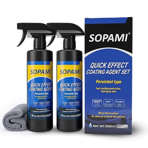 Ceramic Spray Coating, High Shine Car Wax | Waterless Car Wash, Long-lasting Hydrophobic, High Gloss Shine, for Window Glass, Wheels, Trim,17.5 oz with Towel (Pack of 2)
