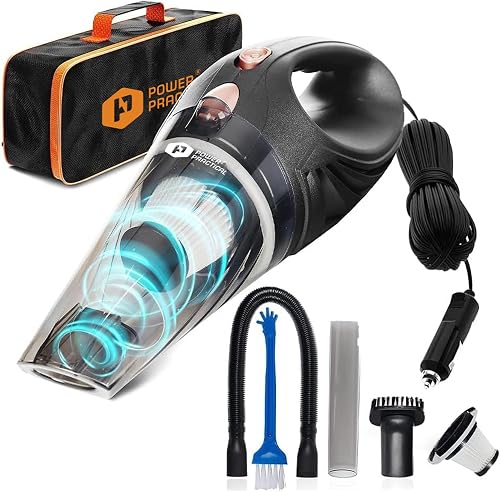 THISWORX Car Vacuum Cleaner - Portable, High Power, Handheld Vacuums w/ 3 Attachments, 16 Ft Cord & 